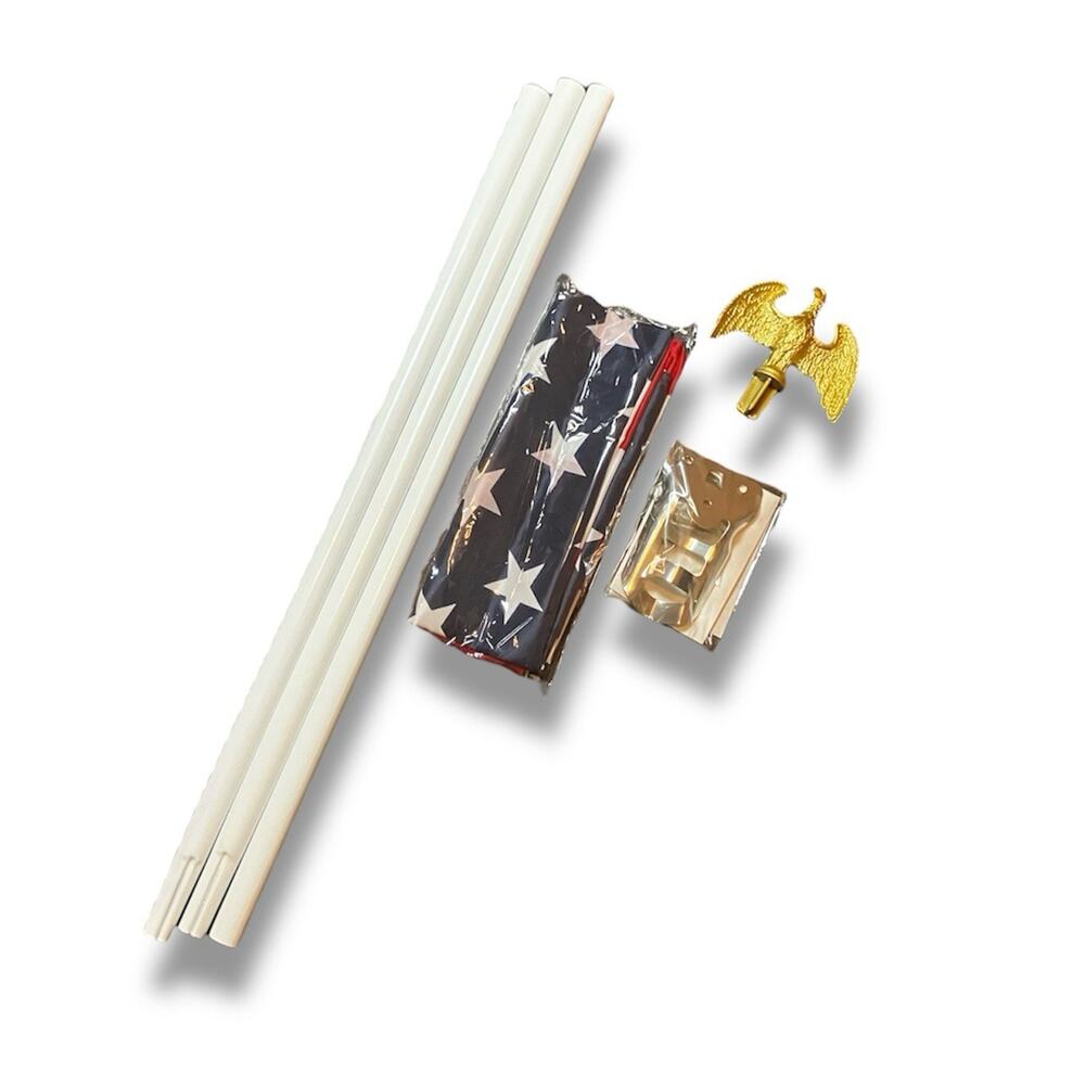 New 3’x5’ American Flagpole Kit – Eagle Topper & Mounting Bracket